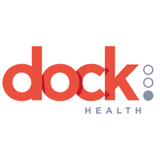 a red and white logo for dock health