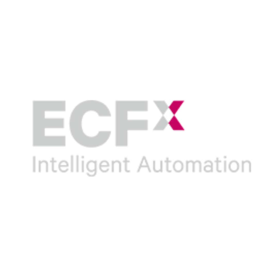 a logo for ecfx intelligent automation on a white background