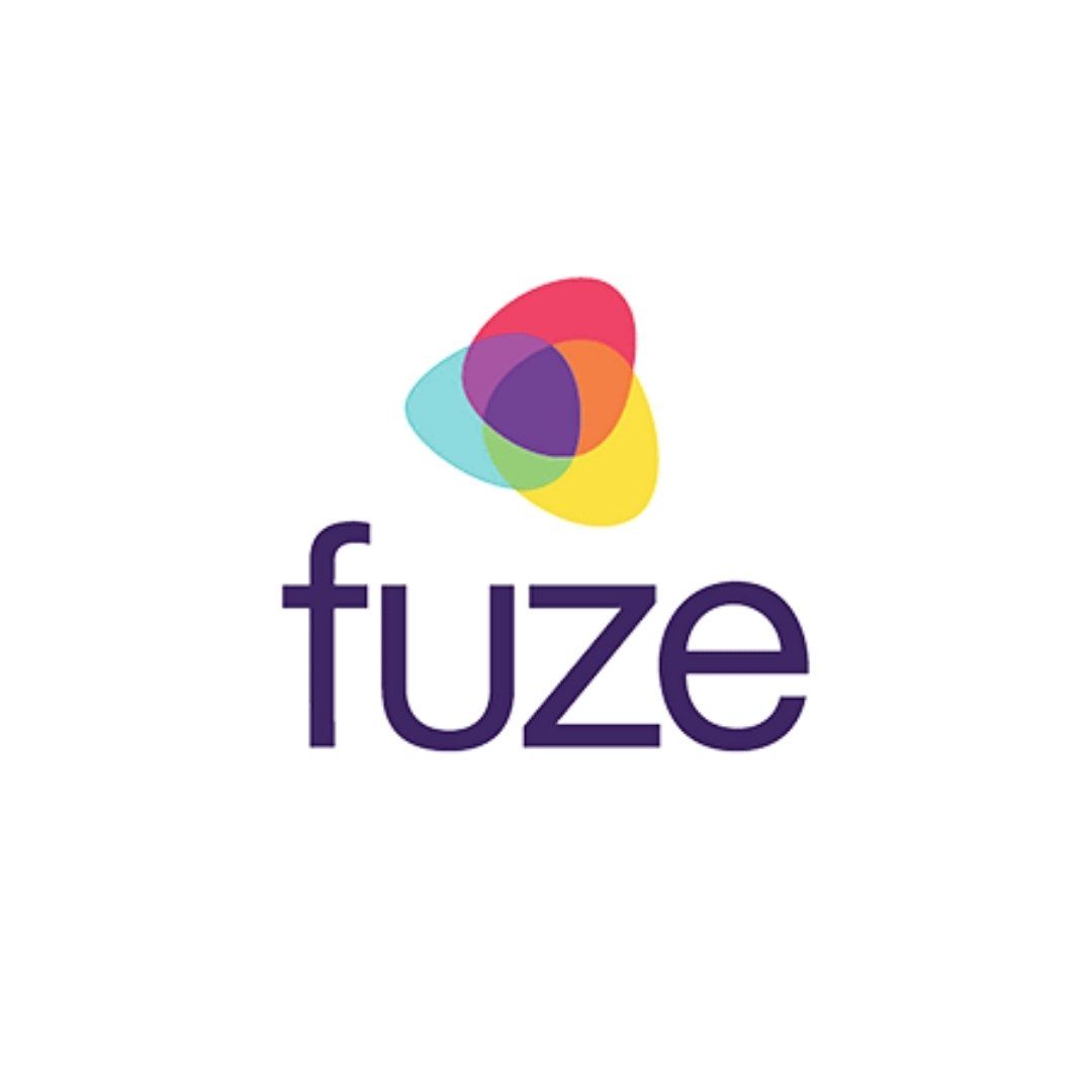 a colorful logo for fuze on a white background