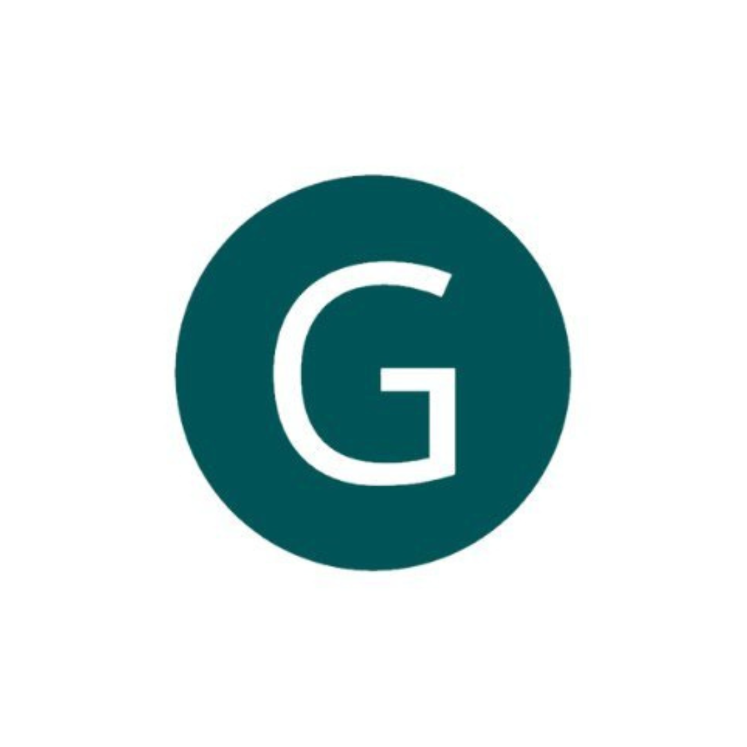 the letter g is in a green circle on a white background .