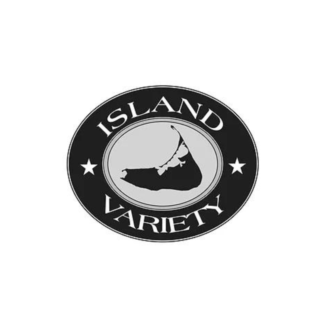 a black and white logo for island variety