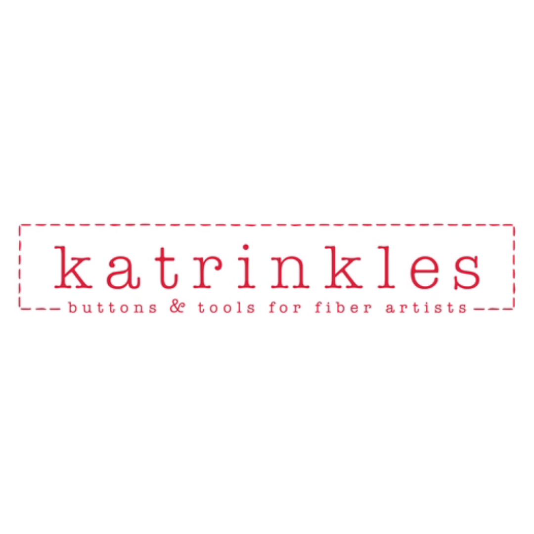 a logo for katrinkles buttons and tools for fiber artists