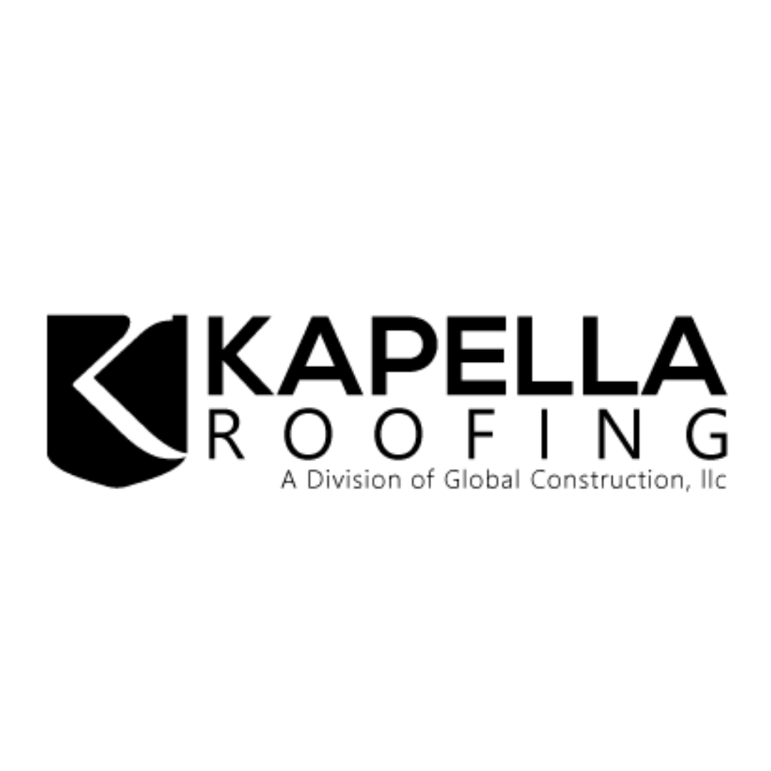 the logo for kapella roofing is a division of global construction , llc .
