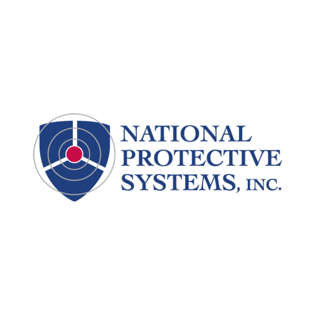 the logo for national protective systems inc. has a target on it .