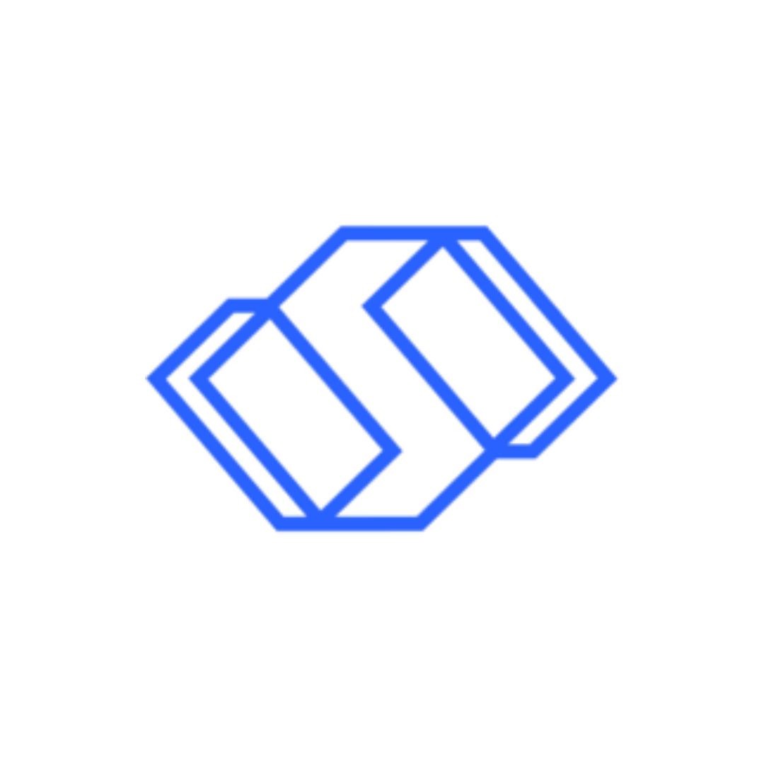 a blue and white geometric logo on a white background .