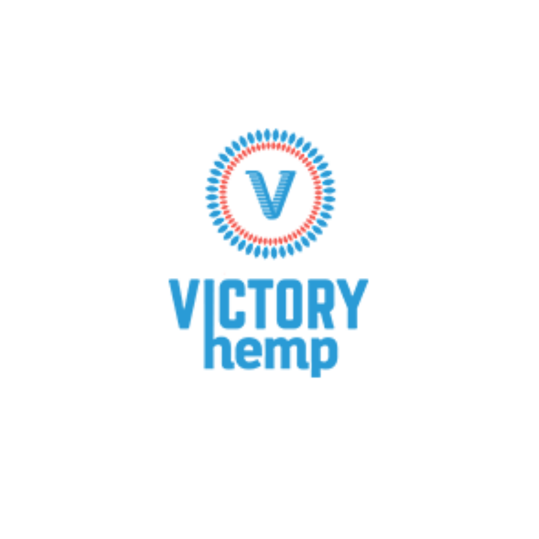 a logo for victory hemp with a v in a circle