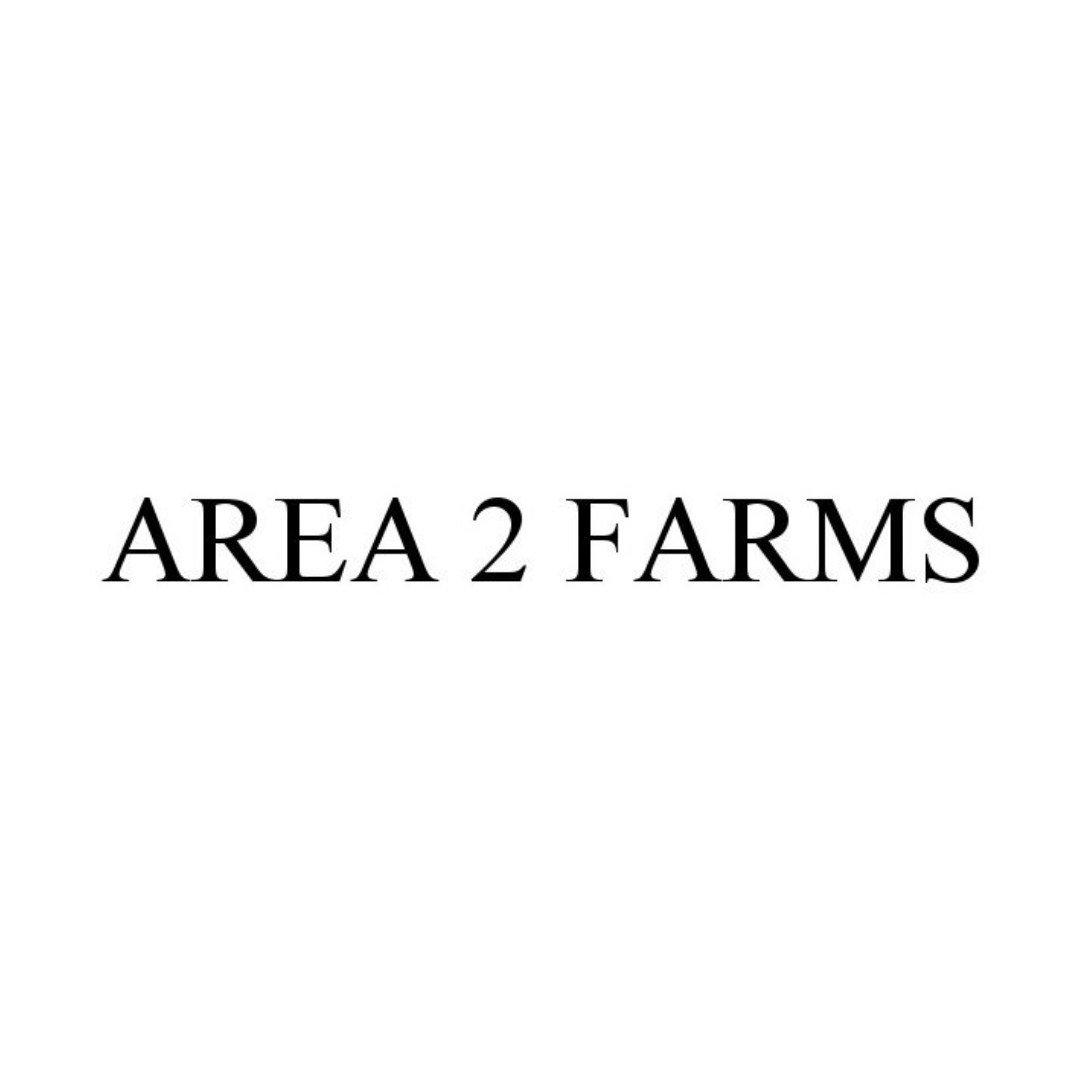 the logo for area 2 farms is a black and white logo on a white background .