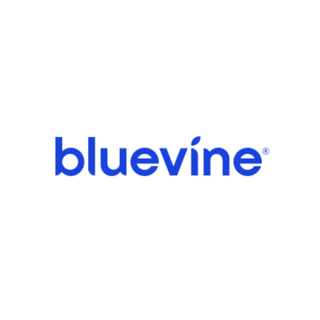 a blue vine logo on a white background .