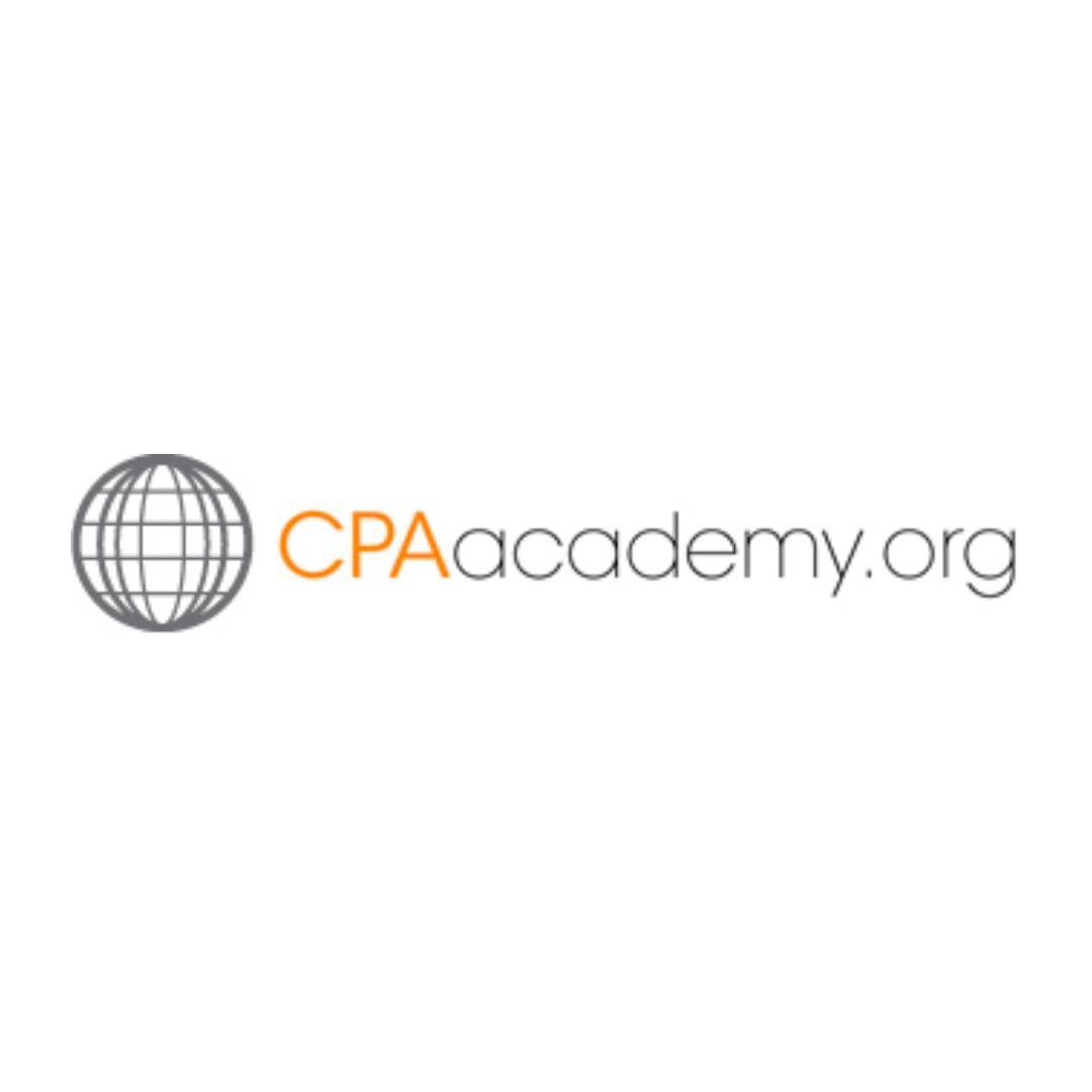 a logo for cpaacademy.org with a globe in the middle .