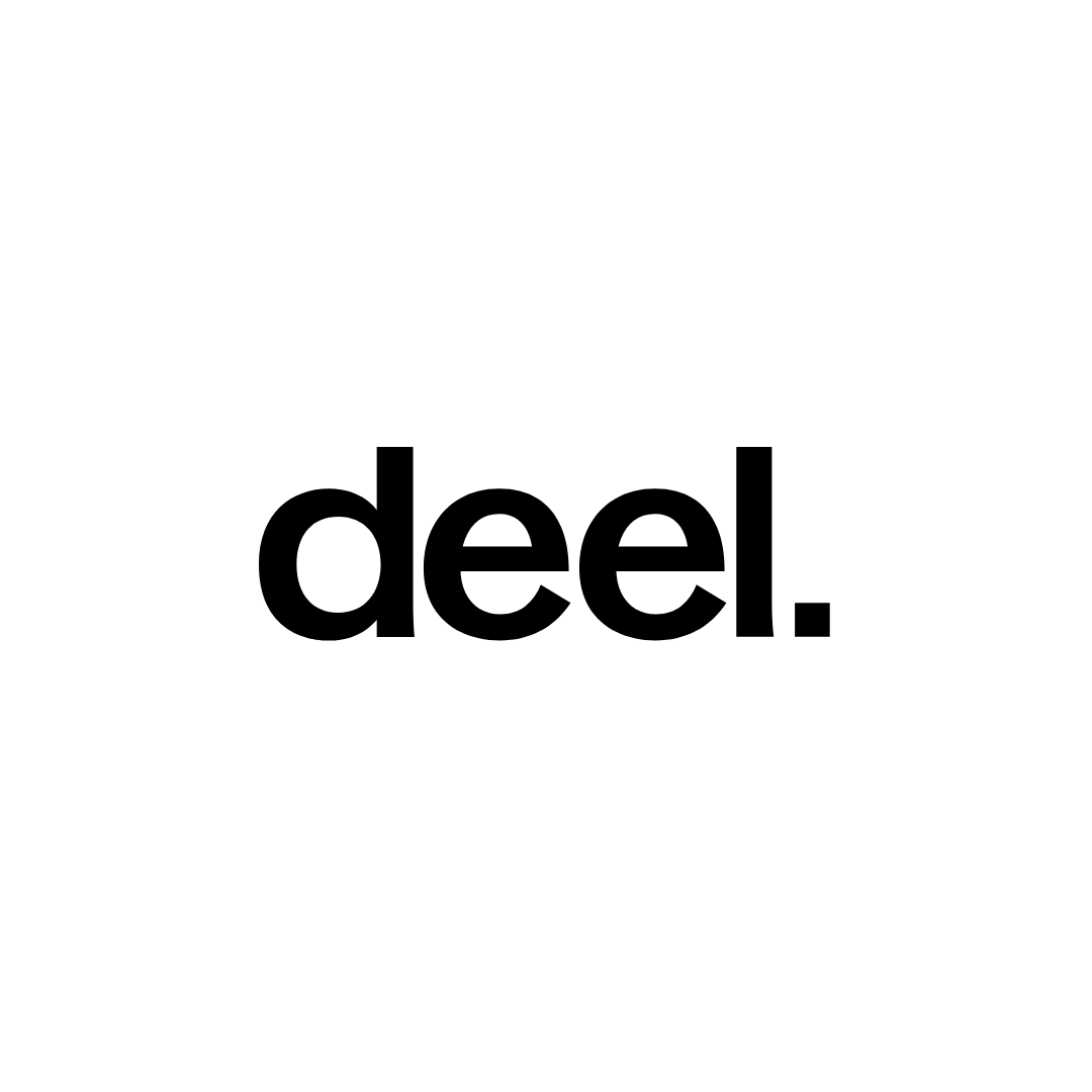 The word deel is written in black on a white background.