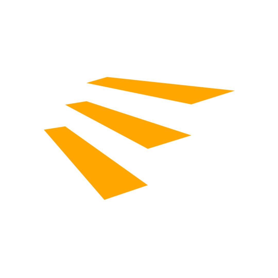 three orange arrows pointing in opposite directions on a white background