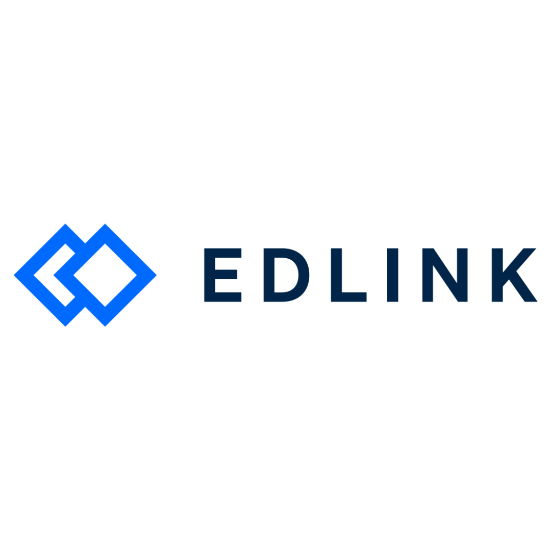 the edlink logo has a blue diamond in the middle of it .