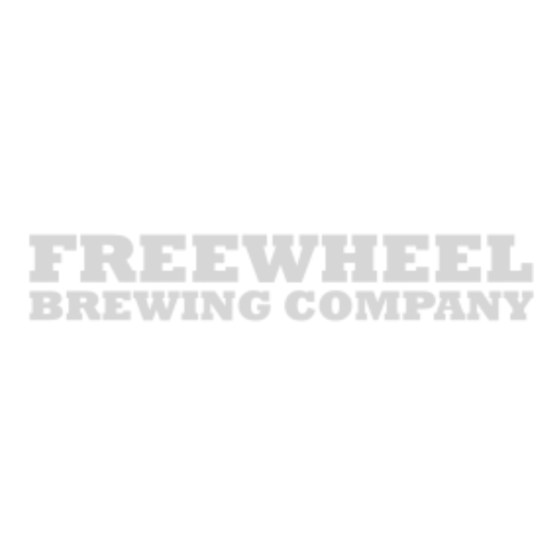 the freewheel brewing company logo is a gray logo on a white background .