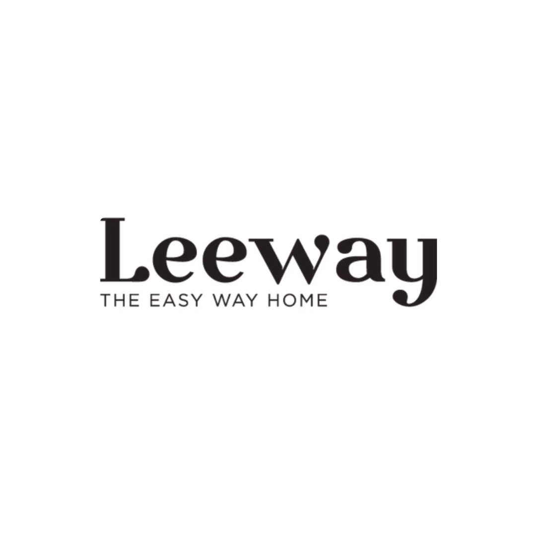 a black and white logo for leeway the easy way home .
