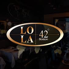 a logo for a restaurant called lo 42 la boston .
