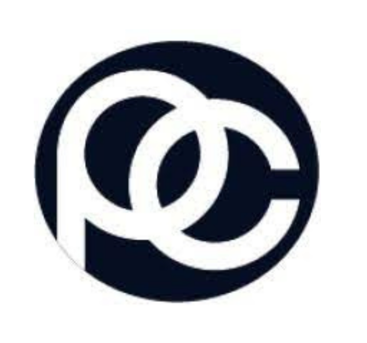 a black and white logo with two letters in a circle .