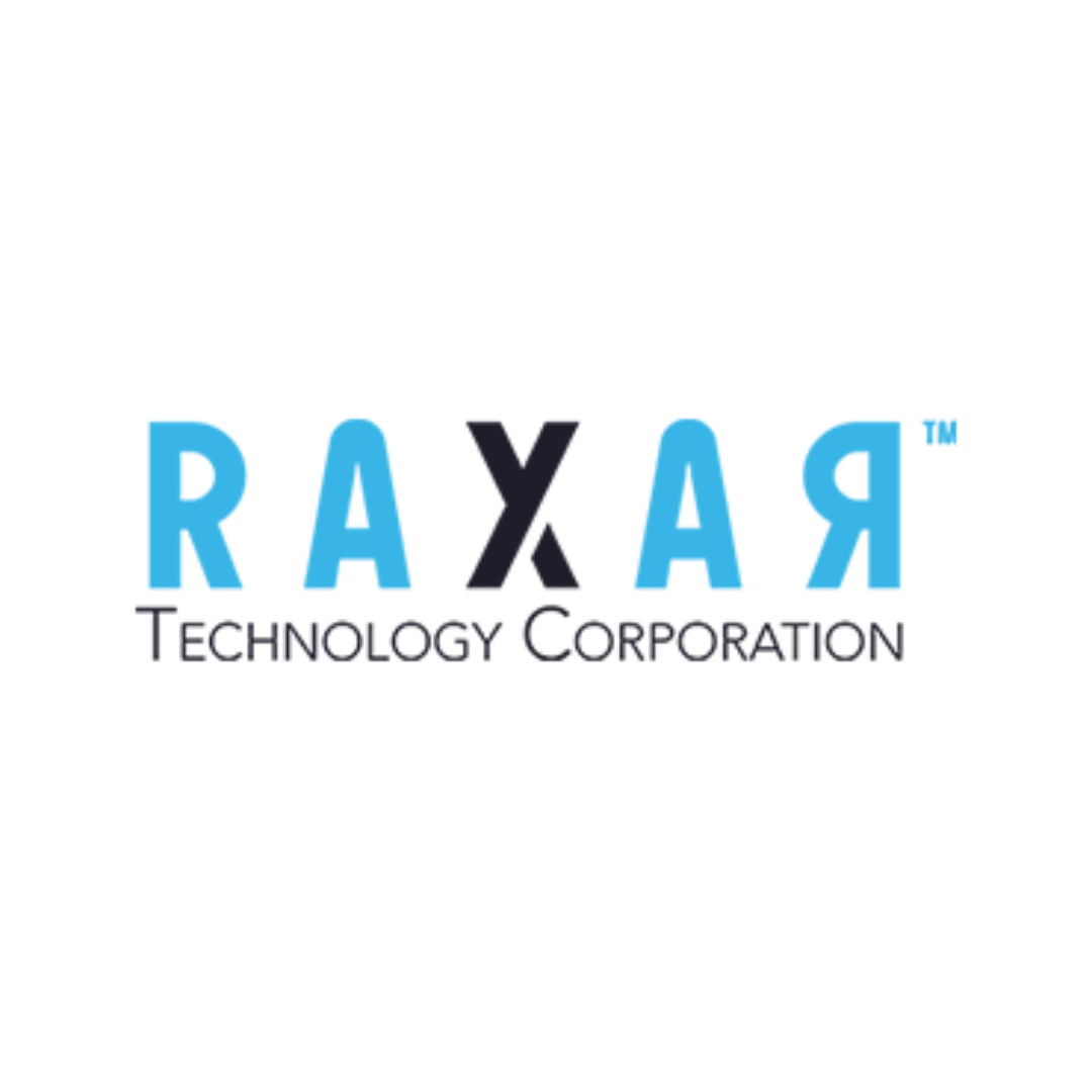 the logo for raxa technology corporation is blue and black