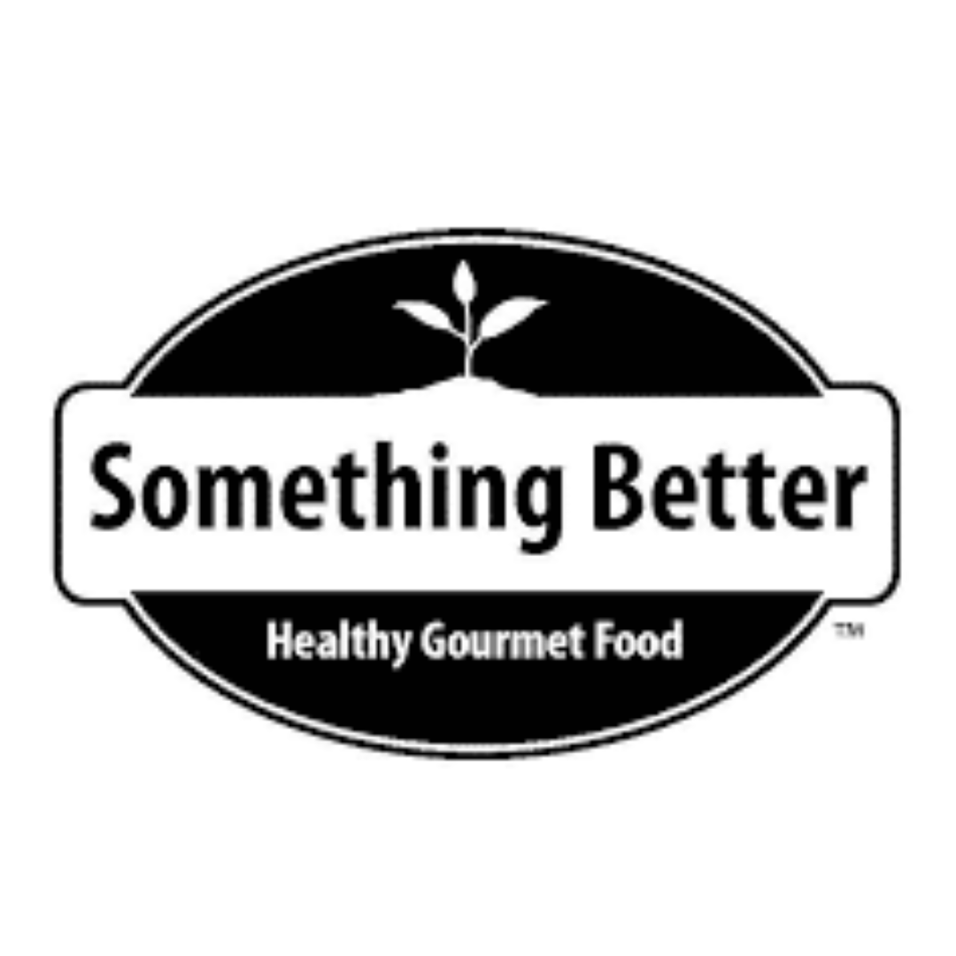 a black and white logo for something better healthy gourmet food