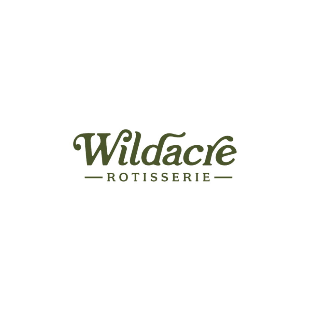 a logo for wildacre rotisserie on a white background .