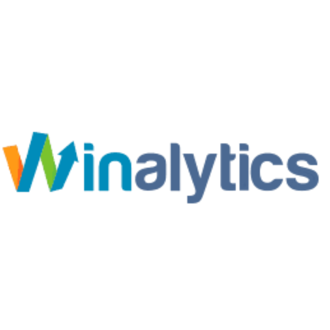a colorful logo for winalytics on a white background