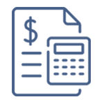 An icon of a paper with a dollar sign and a calculator.