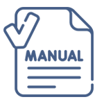 An icon of a manual with a check mark on it.