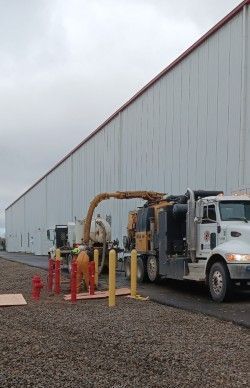 A row of orange and white traffic cones on a sidewalk
