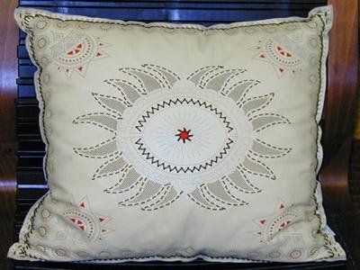 hand embroidered nappa leather cushion