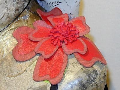 hand embroidered  nappa leather flowers