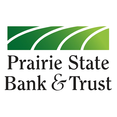 Logo for Prairie State Bank & Trust, featuring a green gradient design and bank name.