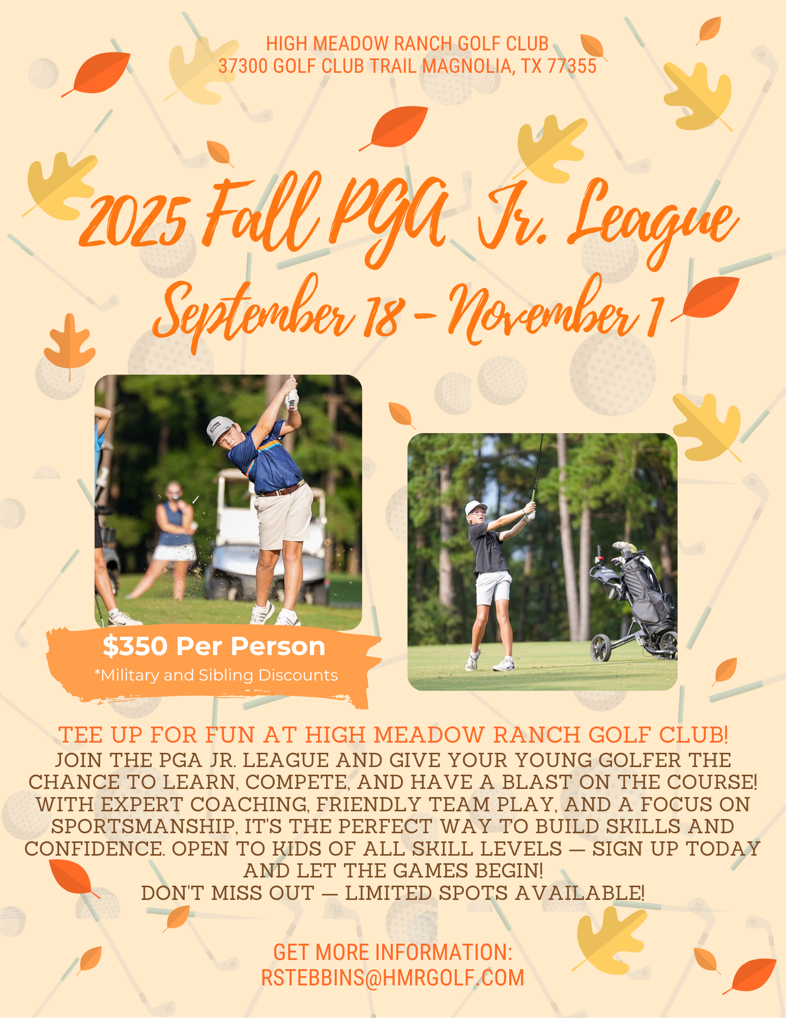 A poster for the 2024 summer pga jr. league.