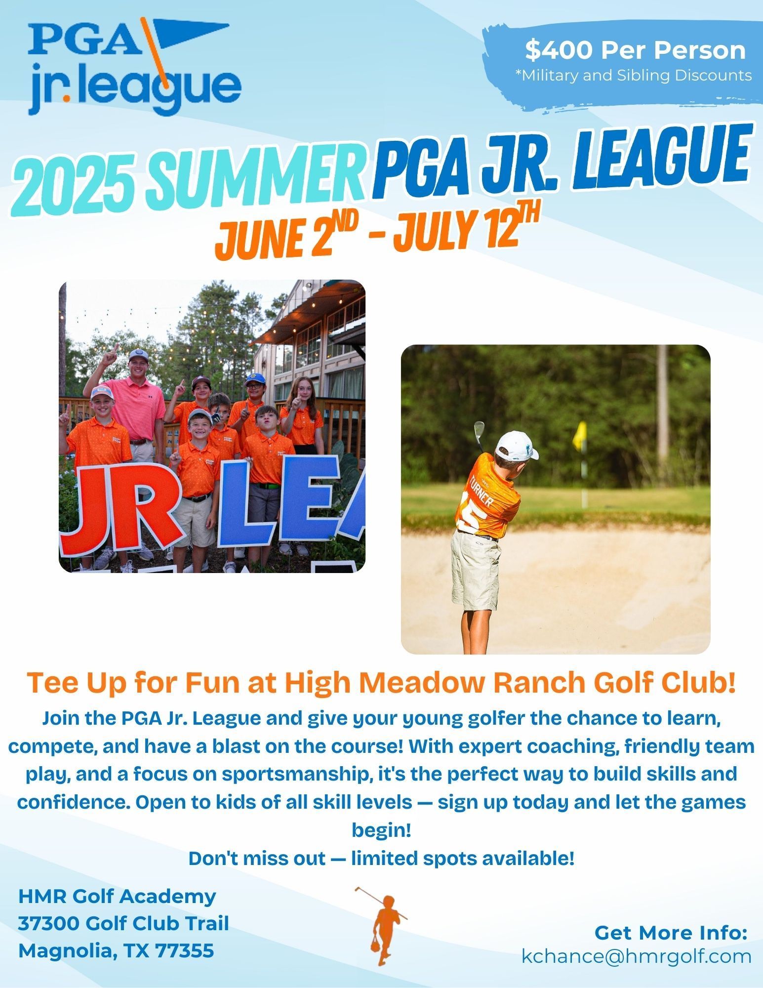 A poster for the 2024 summer pga jr. league.