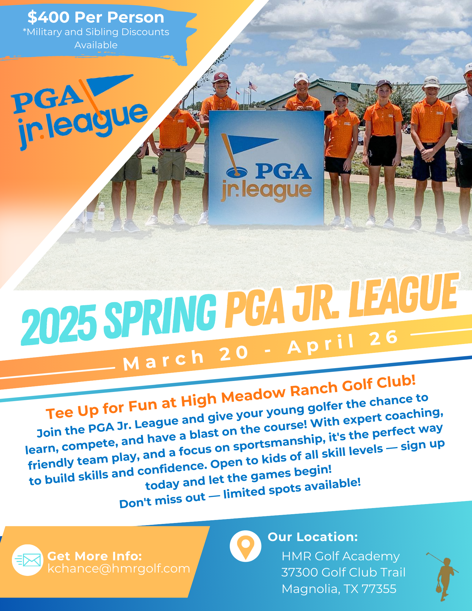 A poster for the 2024 summer pga jr. league.