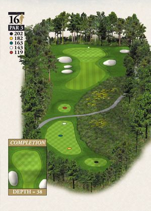 A picture of a golf course with the number 16 on it
