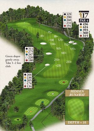 A map of a golf course with the number 17 on it