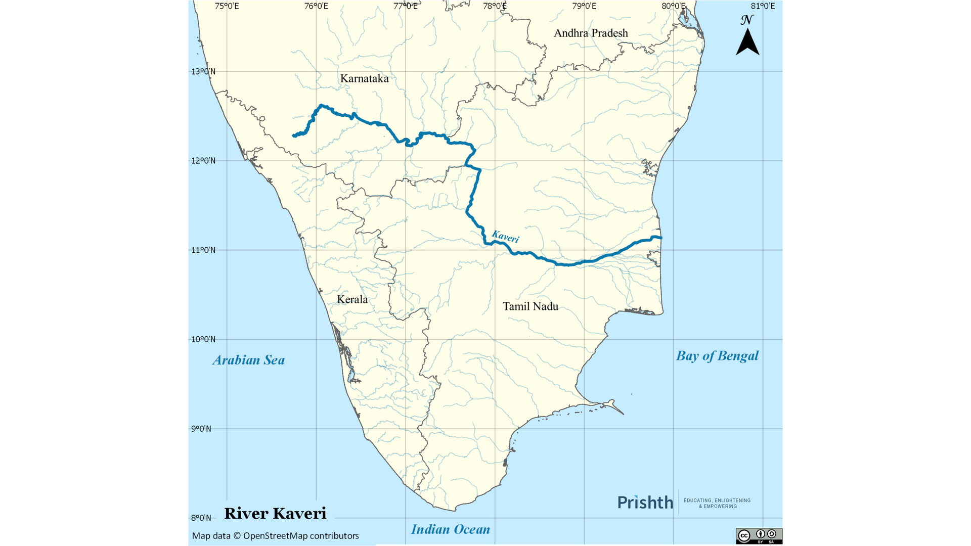 Cauvery River Map