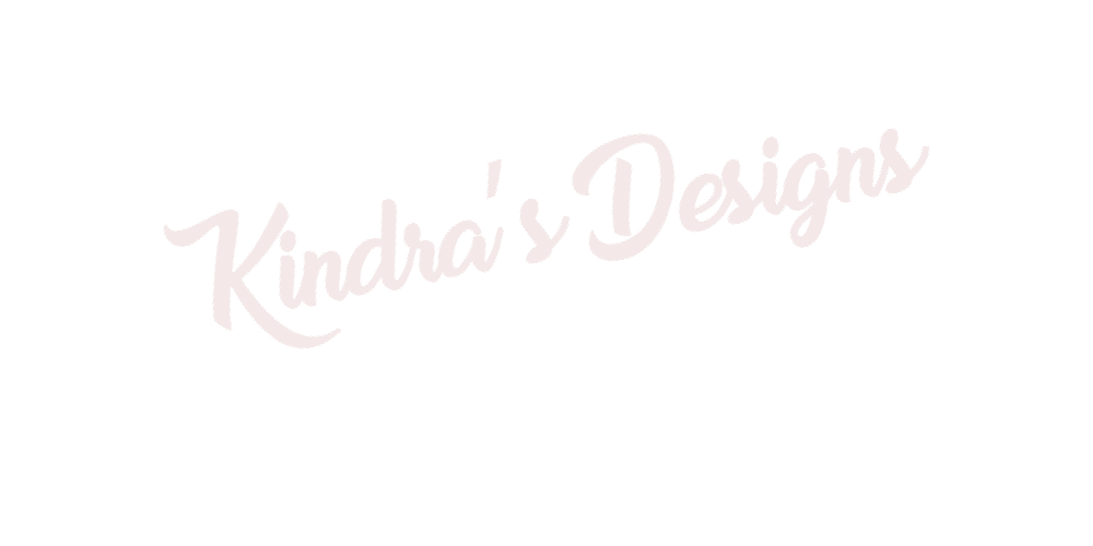 A logo for a company called kindra 's designs is on a white background.