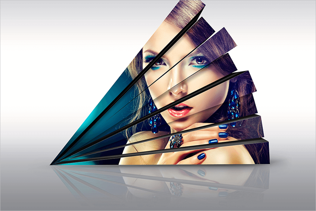 A triangle with a woman 's face on it