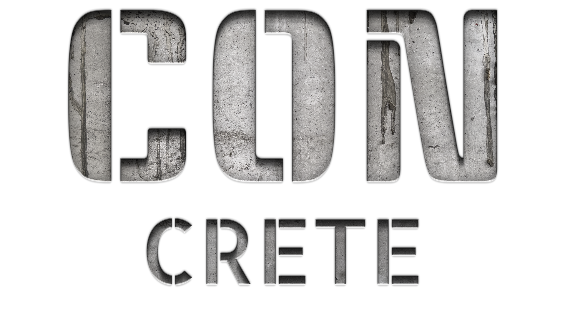 The word crete is written in a stencil on a white background