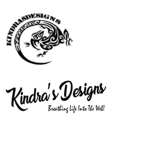 A logo for kindra 's designs breathing life into the wolf
