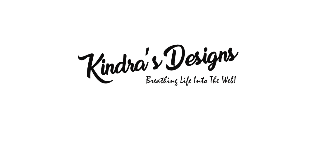 The logo for kindra 's designs is black and white and says breathing life into the wild.
