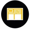 Yellow document icon inside a black circle.