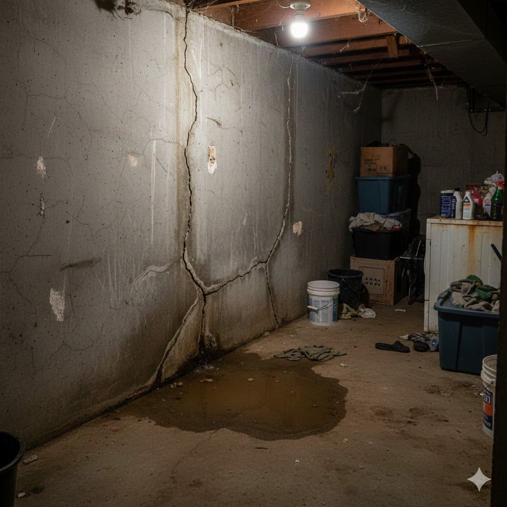 Hallway with stairs, white walls, dark floor, and a door to the left.
