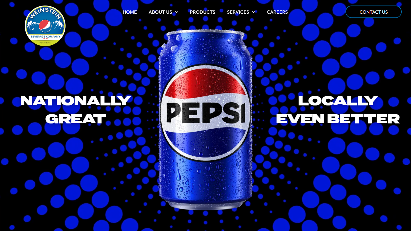 Pepsi can against a blue background with the text