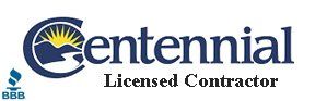 A centennial licensed contractor logo on a white background.