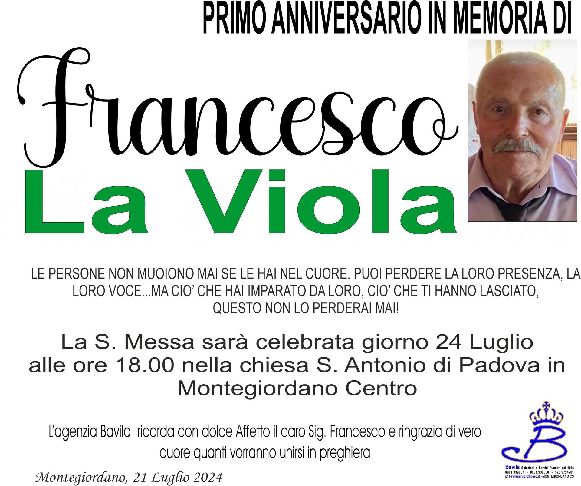 necrologio Francesco La Viola