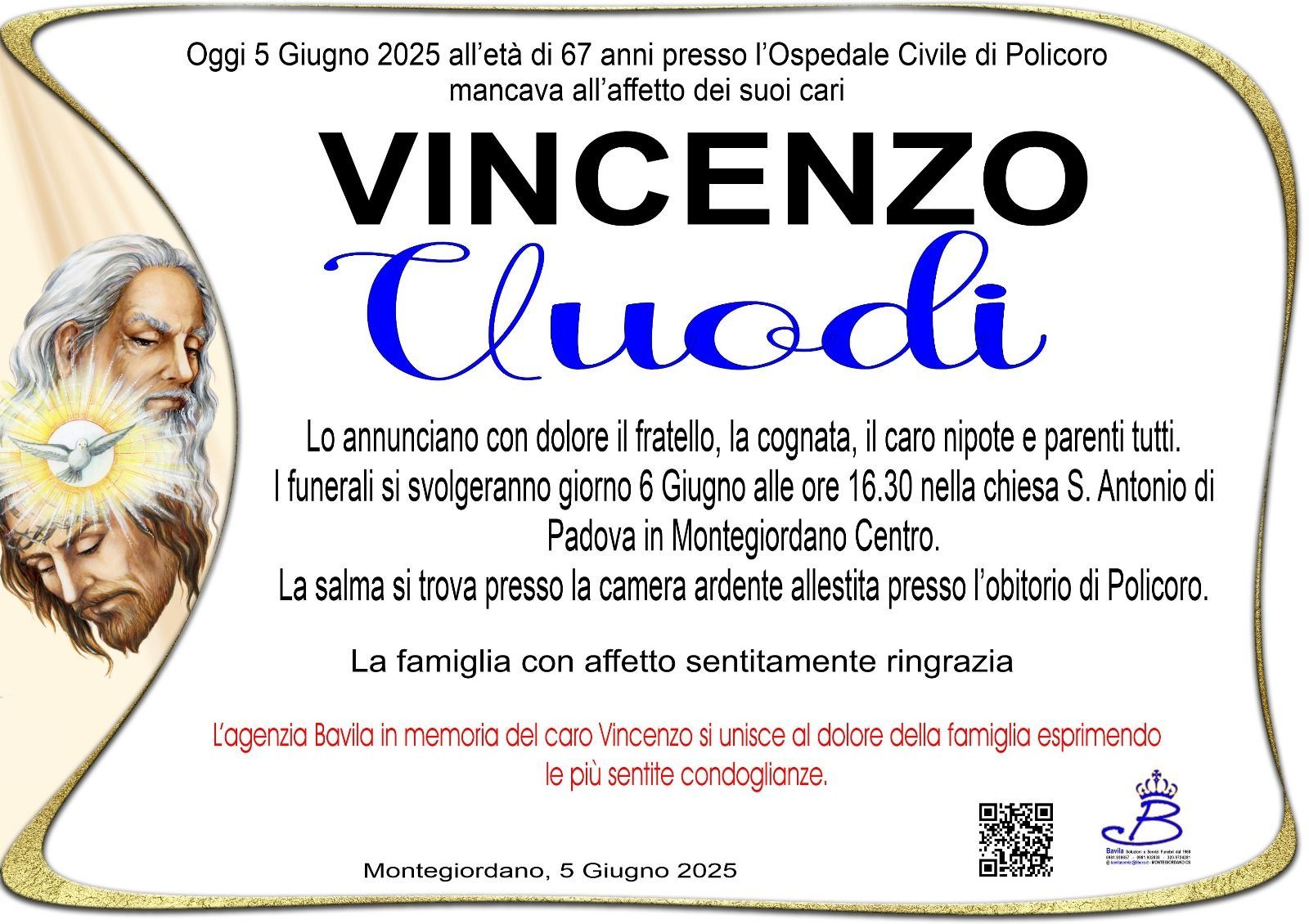 necrologio Vincenzo Vuodi