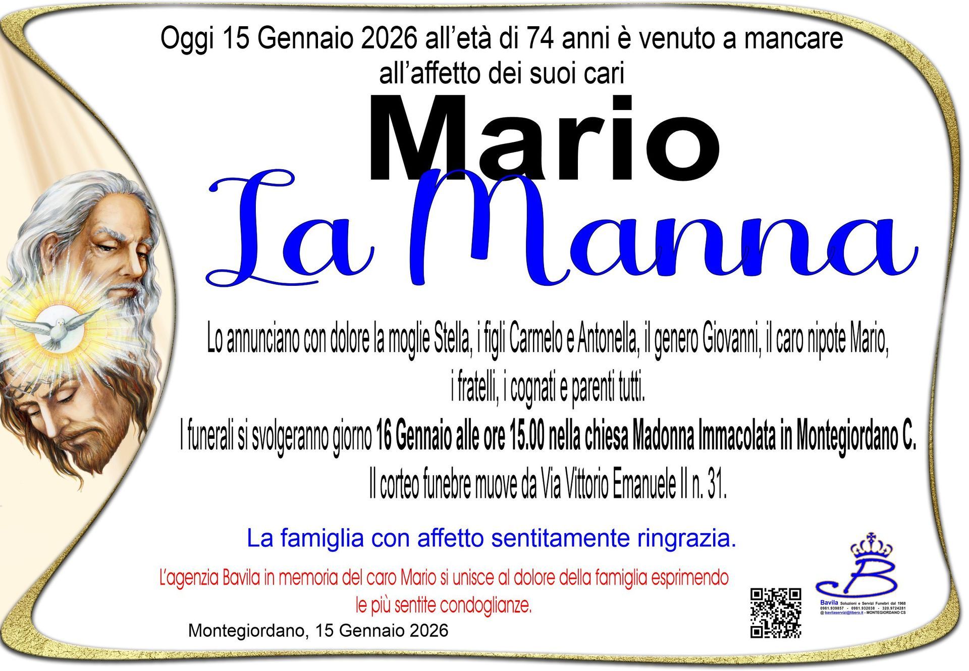 necrologio Mario La Manna