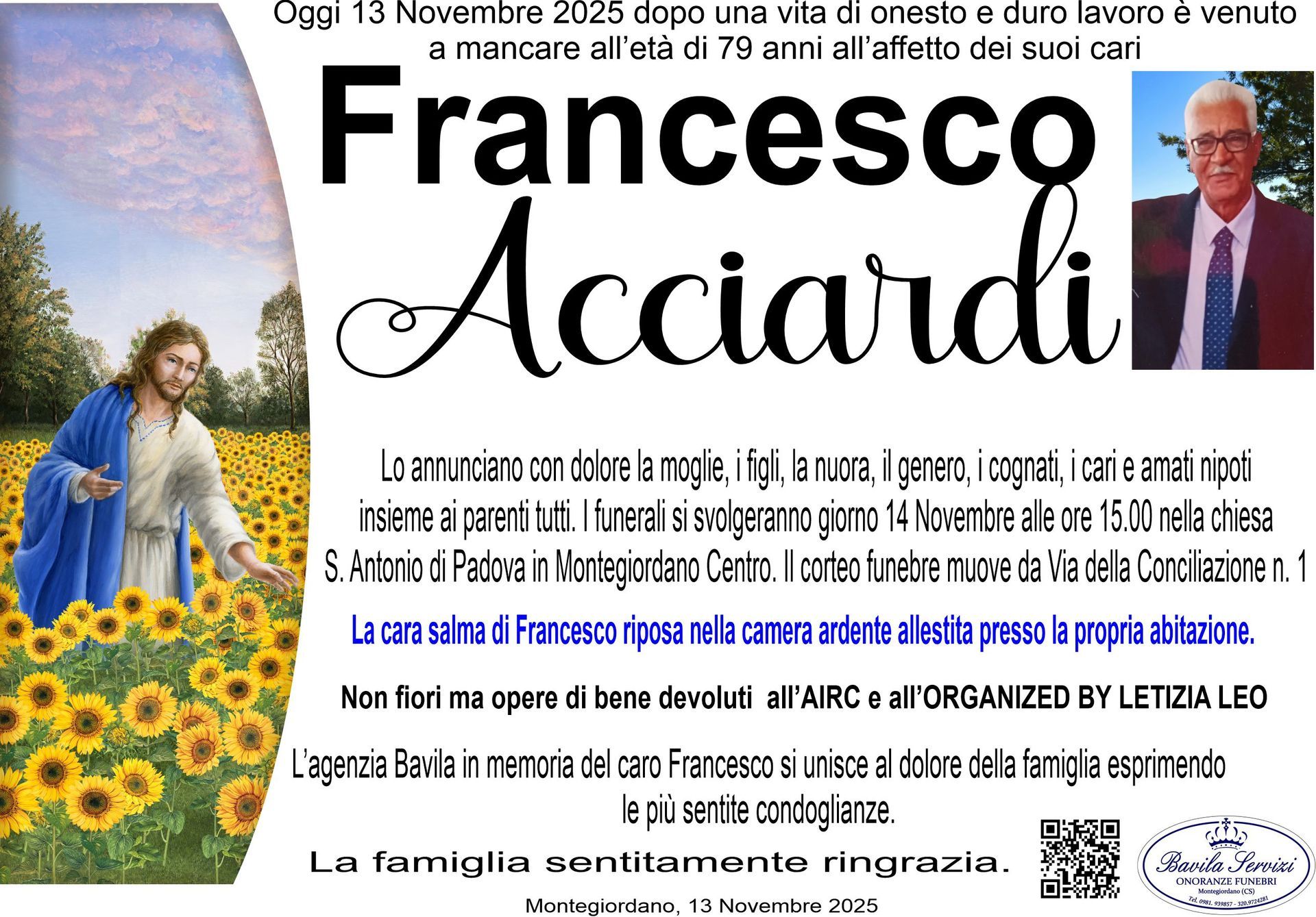 necrologio Francesco Acciardi