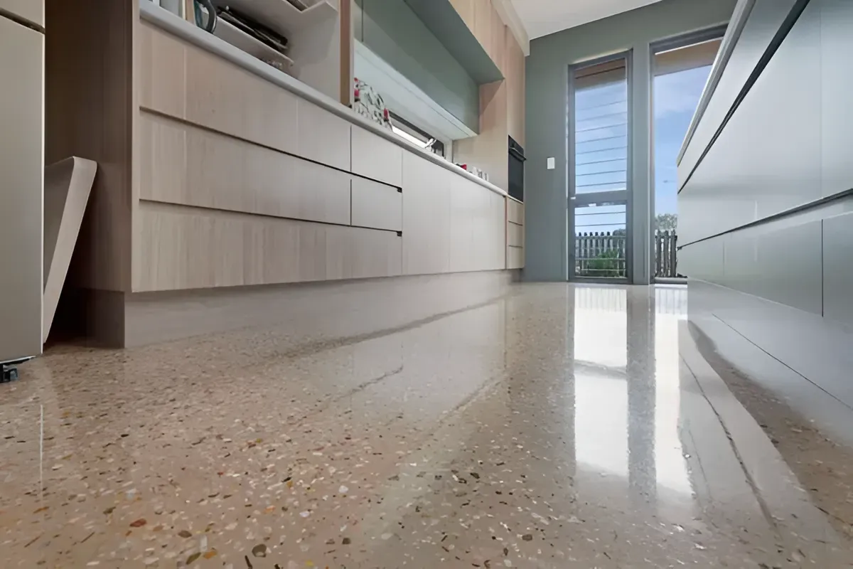 Polished Concrete Floor in a Modern Kitchen — Showcase Concrete & Polishing in Moore Park Beach, QLD